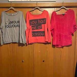 Trendy Graphic and Textured Tops Set